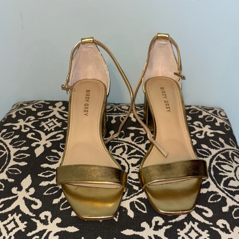 Birdy Grey Gold Heeled Sandals Sleek Design